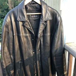 Guess Men’s L Black Leathers Coat